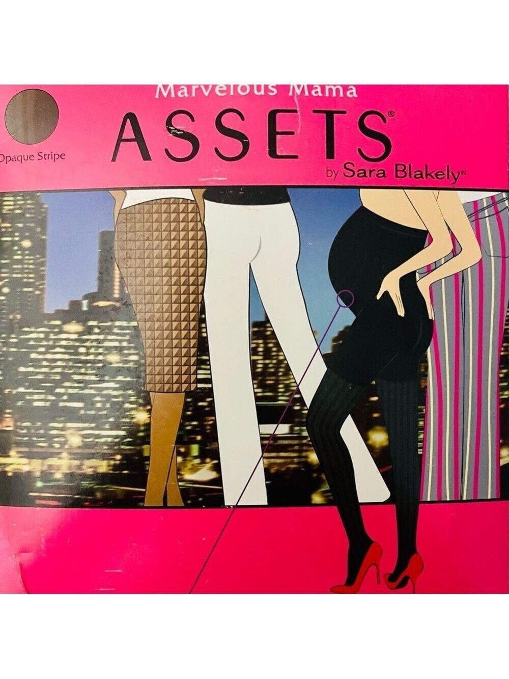 ASSETS Sara Blakely Marvelous Mama Maternity Tights Black Stripe Size 3